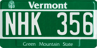 VT license plate NHK356