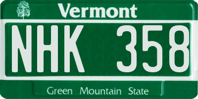 VT license plate NHK358