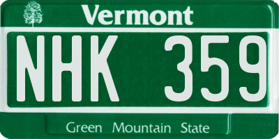 VT license plate NHK359