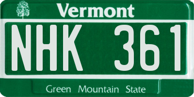 VT license plate NHK361