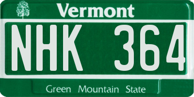 VT license plate NHK364