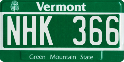 VT license plate NHK366