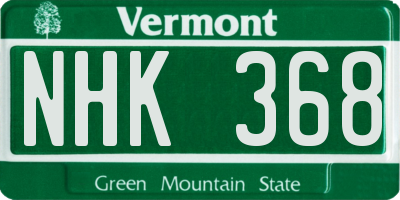 VT license plate NHK368