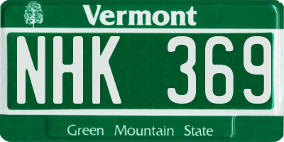VT license plate NHK369