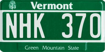 VT license plate NHK370