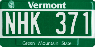 VT license plate NHK371