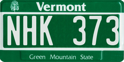 VT license plate NHK373