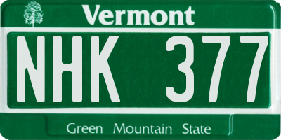 VT license plate NHK377