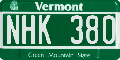 VT license plate NHK380