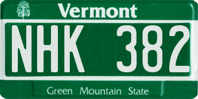 VT license plate NHK382