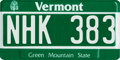 VT license plate NHK383