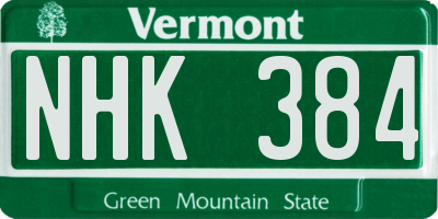 VT license plate NHK384