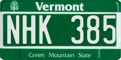 VT license plate NHK385