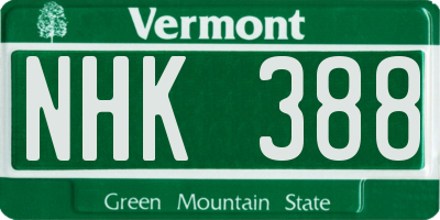 VT license plate NHK388