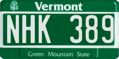 VT license plate NHK389