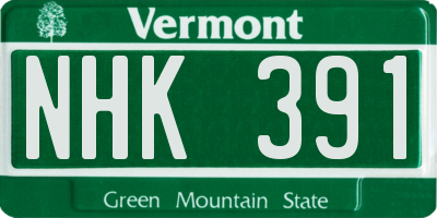 VT license plate NHK391
