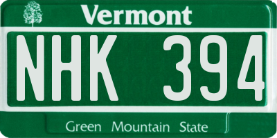VT license plate NHK394