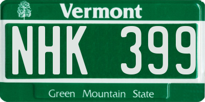 VT license plate NHK399