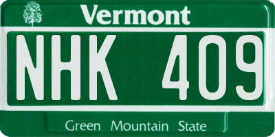 VT license plate NHK409