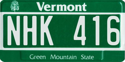 VT license plate NHK416