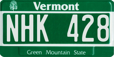VT license plate NHK428