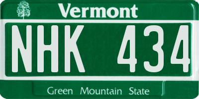 VT license plate NHK434