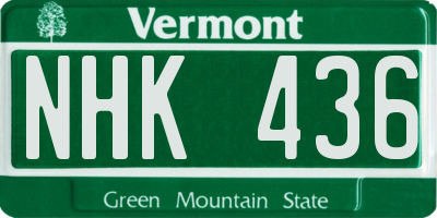 VT license plate NHK436