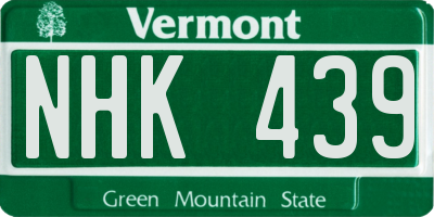 VT license plate NHK439