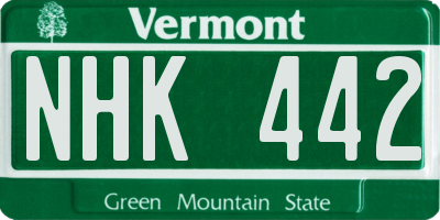 VT license plate NHK442