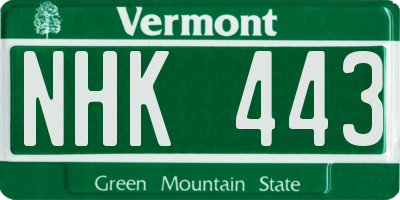 VT license plate NHK443