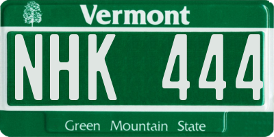 VT license plate NHK444