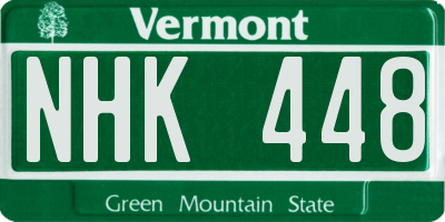 VT license plate NHK448