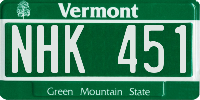 VT license plate NHK451
