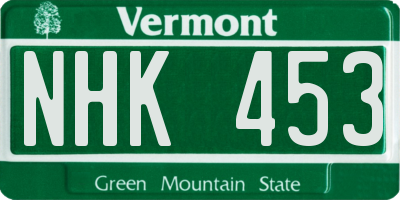 VT license plate NHK453