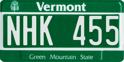 VT license plate NHK455