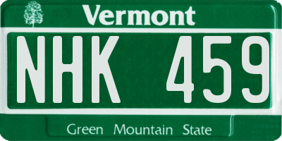 VT license plate NHK459