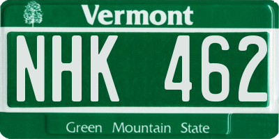 VT license plate NHK462