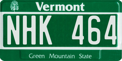 VT license plate NHK464