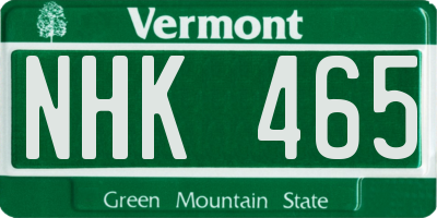 VT license plate NHK465