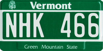 VT license plate NHK466