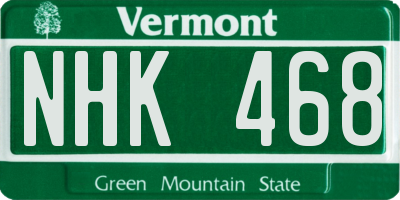 VT license plate NHK468