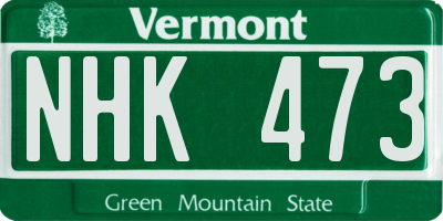 VT license plate NHK473