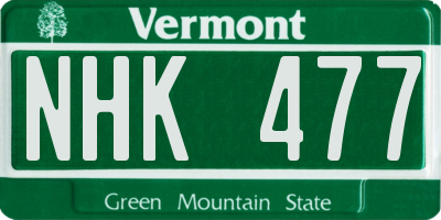 VT license plate NHK477