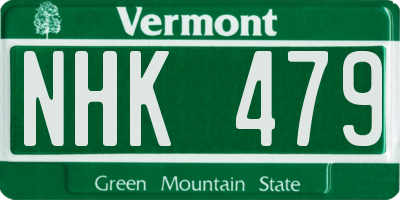 VT license plate NHK479