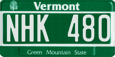 VT license plate NHK480