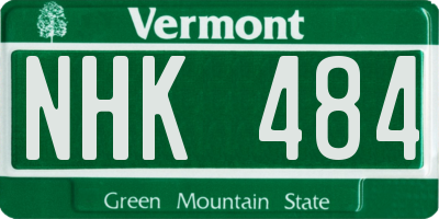 VT license plate NHK484