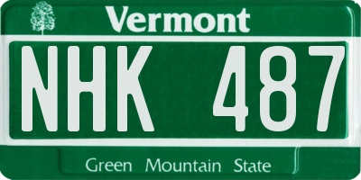 VT license plate NHK487