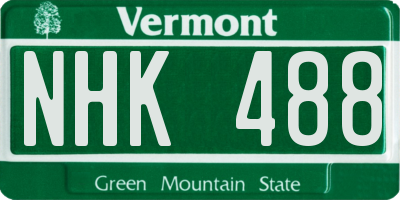 VT license plate NHK488