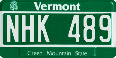 VT license plate NHK489