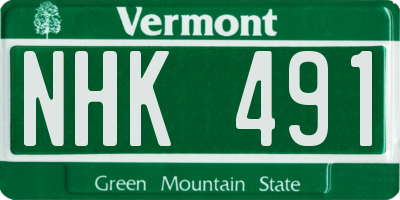 VT license plate NHK491